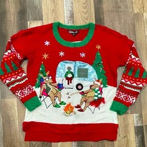 Ugly Christmas Sweater Camping Reindeer